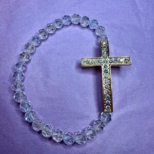 Beautiful Iridescent Cross Bracelet